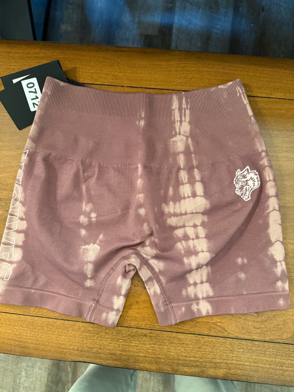 Darc Sport Mauve Tie-Dye Bike Shorts with Wolf Emblem